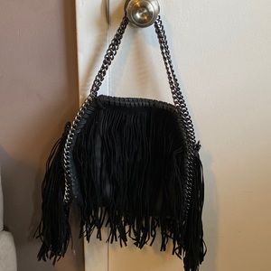 STEVE MADDEN chain fringe bag in suede material